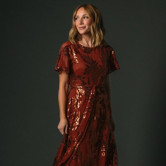 Baltic Born Muse Sequin Maxi Dress | Cinnamon Size MM - Picture 1 of 5